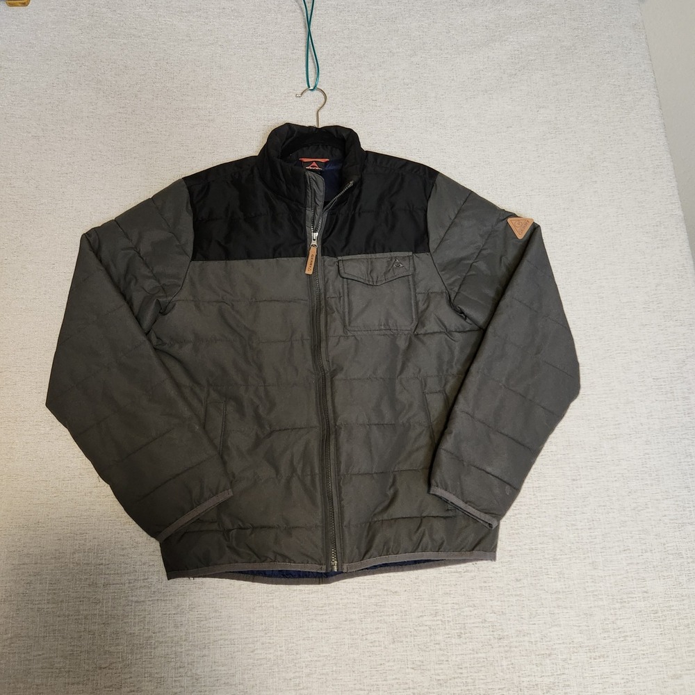 Gerry Puffer Jacket Mens Medium Grey Black Colorblock Quilted Full Zip